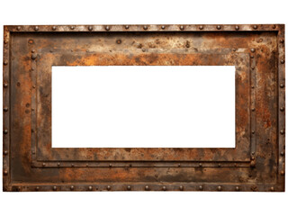 Vintage rusty metal frame isolated on transparent  background 