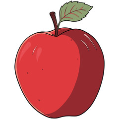 Fototapeta premium red apple with leaf. Generative AI