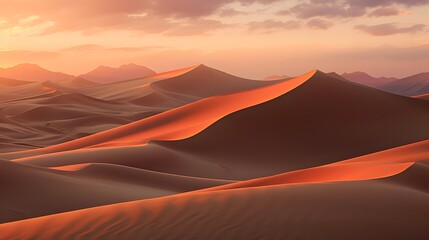Fototapeta na wymiar Dunes in the Sahara desert at sunset. 3d render illustration