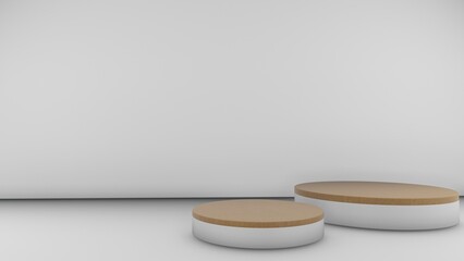 Minimalist podium against a white wall: A stylish and elegant image