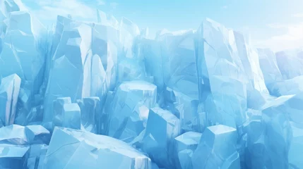 Fotobehang realistic abstract 3D frozen ice rock blocks background, copy space, 16:9 © Christian