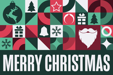 Merry Christmas and Happy New Year. Holiday concept. Template for background, banner, card, poster with text inscription. Vector EPS10 illustration.