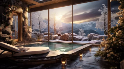 Keuken spatwand met foto An indoor pool in a spa hotel in winter © jr-art