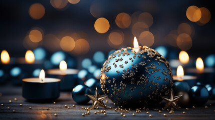 christmas candle and decorations. Generative AI