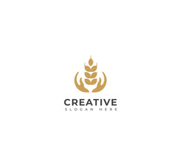 Wheat, Grain logo vector template design.