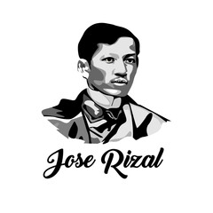 Jose Rizal Grayscale Face Vector. Rizal Day Vector Illustration Suitable for Greeting Card, Poster, Website, Avatar, and Banner
