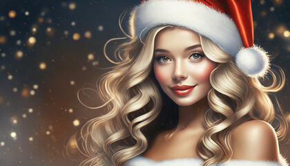 christmas girl in santa hat