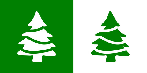 Tiempo de Navidad. Logo con silueta de árbol de navidad tipo pino o abeto con guirnaldas para su uso en invitaciones y felicitaciones - obrazy, fototapety, plakaty