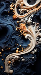 Image of blue and white wave with orange accents.