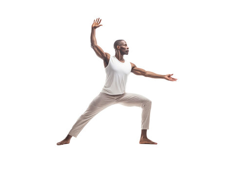 Man yoga pose isolated on transparent background