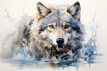 Image of wolf swimming in body of water.
