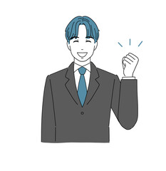 笑顔でガッツポーズする男子生徒