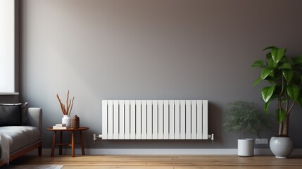 Stay cozy with the white radiator in this apartment - obrazy, fototapety, plakaty