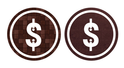 dollar icon symbol brown with stone texture