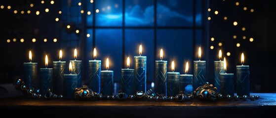 Fototapeta na wymiar Hanukkah decorations with candles
