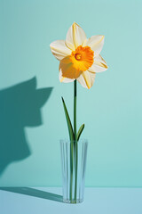 fresh daffodil in a minimalistic vase