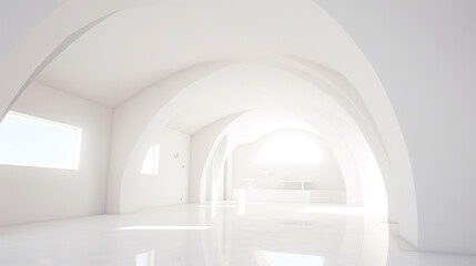 white interior. Modern bright interior. Minimalist composition of elegant living room. generative ai