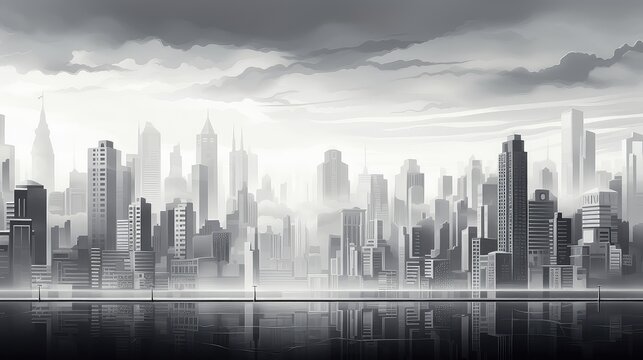 Space Modern Grey City Background Illustration Building Scene, Exterior Urban, Abstract Gray Space Modern Grey City Background