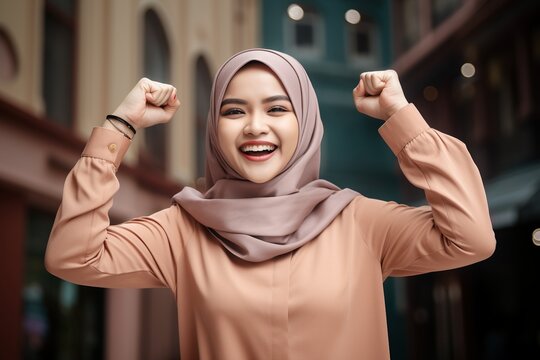 Beautiful young malay lady happy