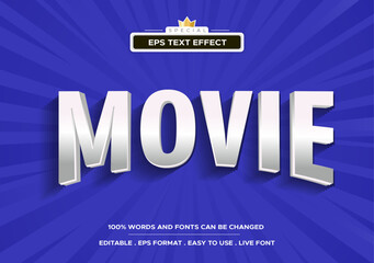 Movie text effect template design with 3d style use for business brand and logo