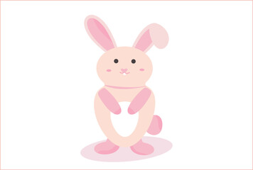 Pink rabbit in flat design