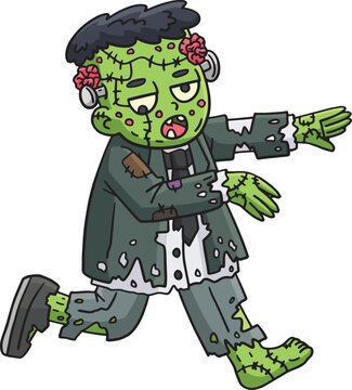 Zombie Frankenstein Cartoon Colored Clipart 