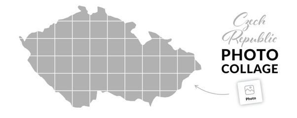 Czech Republic photo collage. Travel, trip, country photo concept. Map of Czechia collage. Vector	
