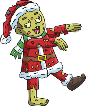 Zombie Santa Outfit Cartoon Colored Clipart 