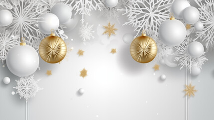 Fototapeta premium Realistic modern white merry christmas and happy new year banner design