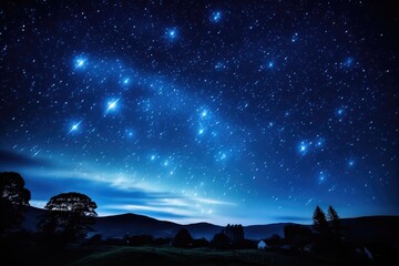 Fototapeta premium Night Sky With Shooting Stars And Glowing Milky Way