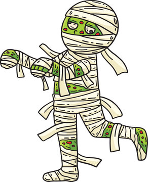 Zombie Mummy Cartoon Colored Clipart Illustration