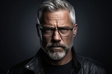 Fototapeta premium Portrait Of Mature Man With Grey Hair And Glasses