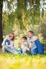 Fototapeta premium Family outdoors having fun