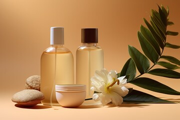Pure Natural Cosmetic Products On Color Background