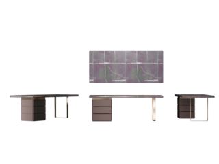 work table with stainless leg and marble top ,3d render, top view, font view, side view, isolated,perspective, rendering