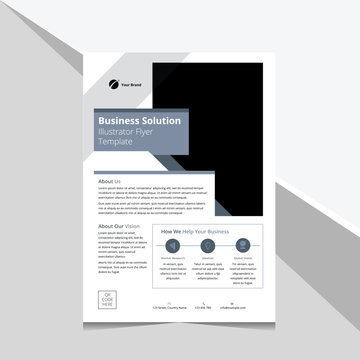 corporate flyer design with light blue and grey colors