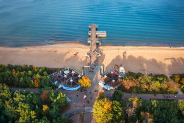 Baltic Sea pier in Gdansk Brzezno at autumn, Poland