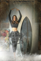 Ballet Dancer with surfboard 