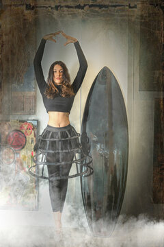 Ballet Dancer with surfboard 