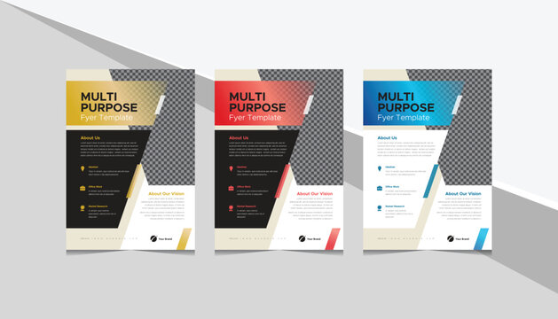 sets of business flyer with three color variants 