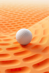 Golf ball, on abstract orange background, render style
