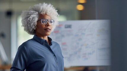 Accomplished business leader brainstorms varied concepts with peers.