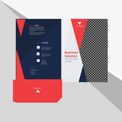 Corporate Folder Template with Red and Blue Color.