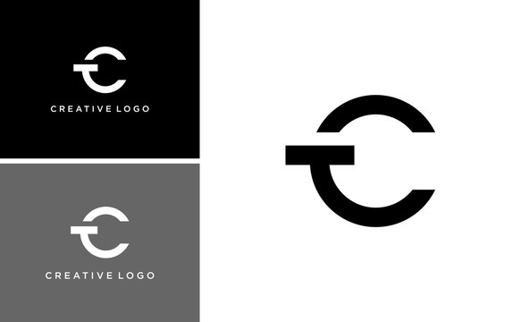 monogram  initial CT or TC logo design vector