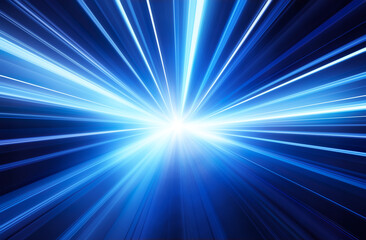 Obraz premium Data transfer, hyperspace jump, blue lights blurred in motion, zoom effect, abstract digital background