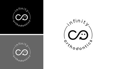 infinity orthodontic logo smile dentistry vector template - obrazy, fototapety, plakaty