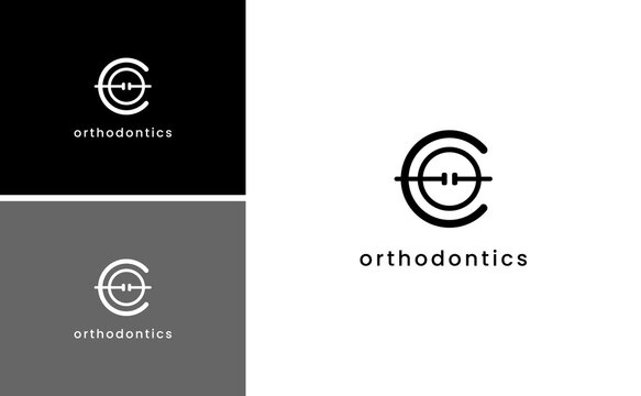 initial Co or OC logo orthodontic smile vector template
