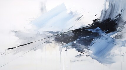 abstract modern painting, paint strokes. grey, white, turquoise colors