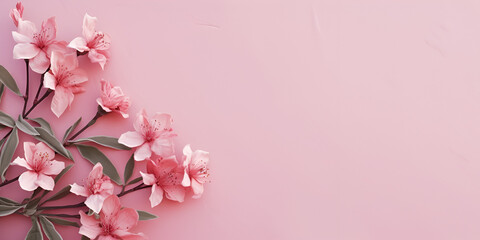 Naklejka na ściany i meble Pink branch of cherry blossom on a pink background ,Pink flowers on a pink background,Serenading Petals Embracing Floral Elegance on Ethereal Backgrounds