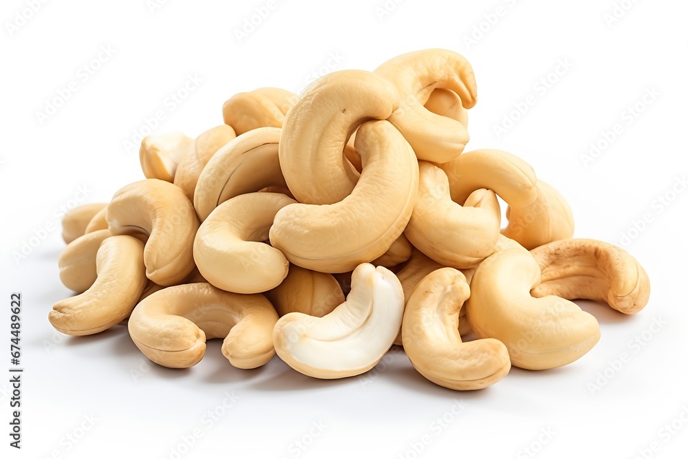 Poster Generative AI : Cashews nuts isolated on transparent or white background